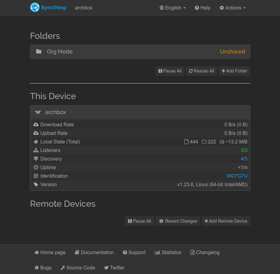 Figure 2: Org folder ready for sharing and synchronizing.