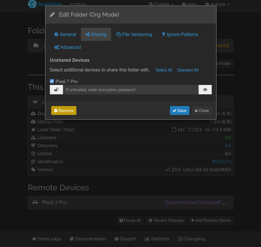 Figure 6: Share folder with newly added device.